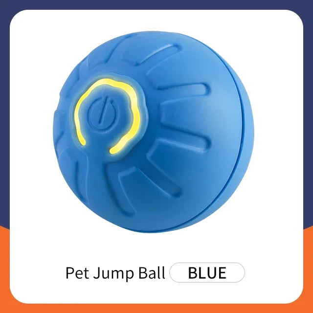 Blauer SmartBounce™ interaktiver Hundeball mit erhöhten Rillen und gelbem Ring
